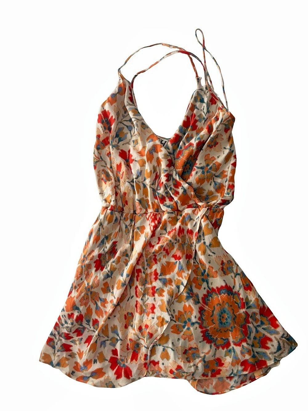 Haute Hippie Silky Floral Mini Dress in Orange & Cream Size XS